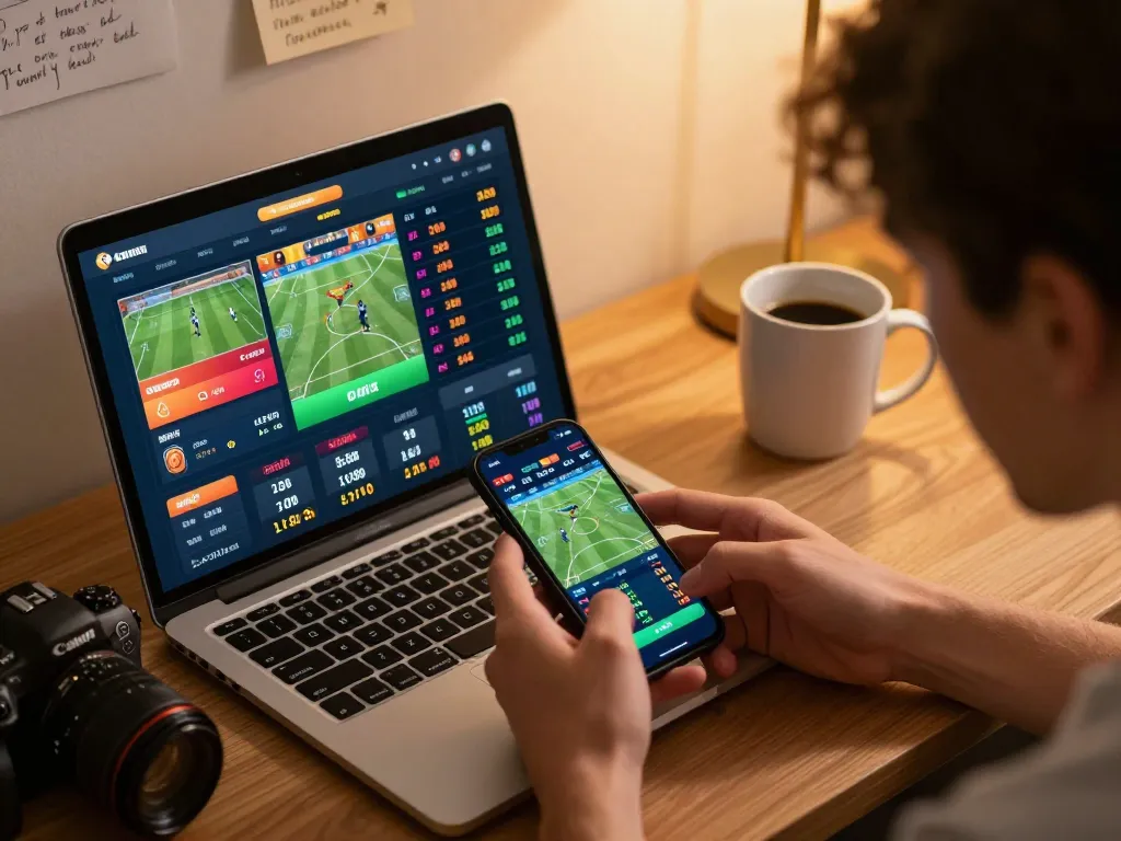 KONG88 user placing bets using a smartphone in a modern online betting setup.