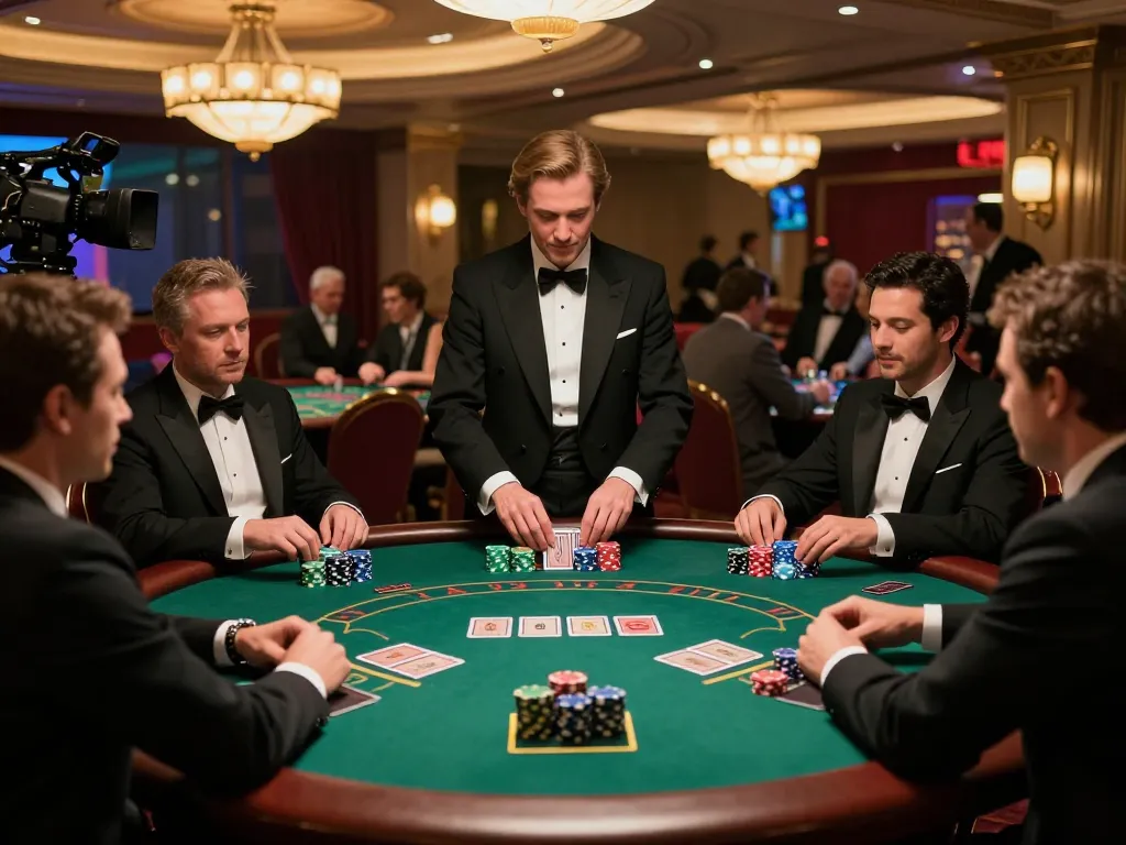 Players engaging at a sophisticated HITCLUB blackjack table in an upscale casino setting