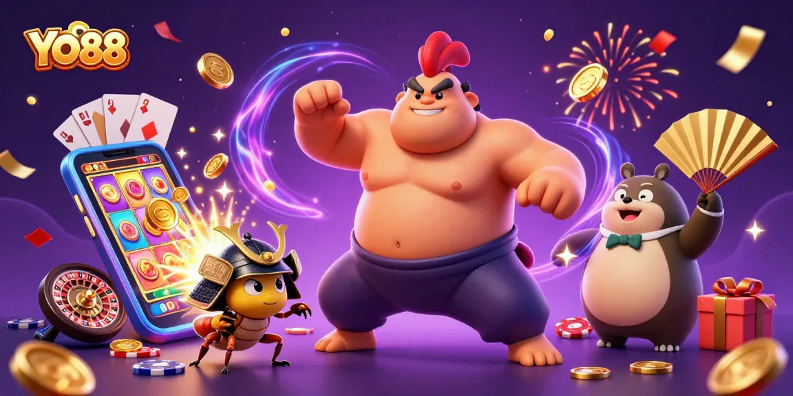 Experience YO88's thrilling gameplay with vibrant characters and dynamic casino elements.