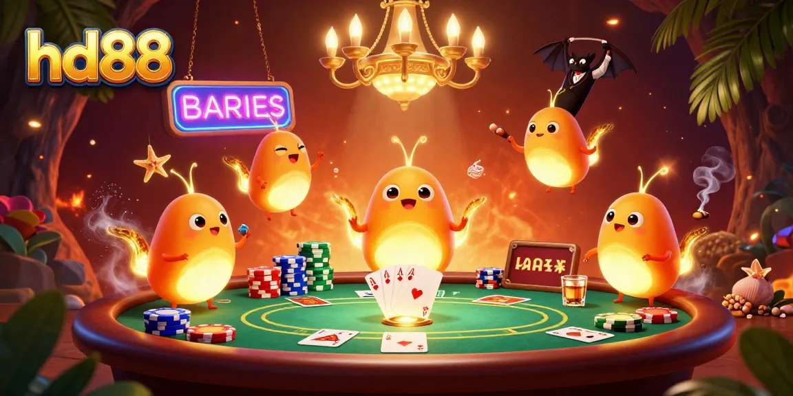 Experience the vibrant gaming world of hd88 with animated glowworms and casino action.