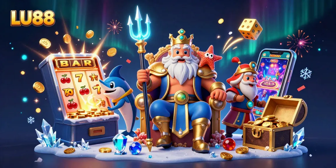 Engage with LU88's colorful casino games featuring a jackpot explosion and vibrant characters.