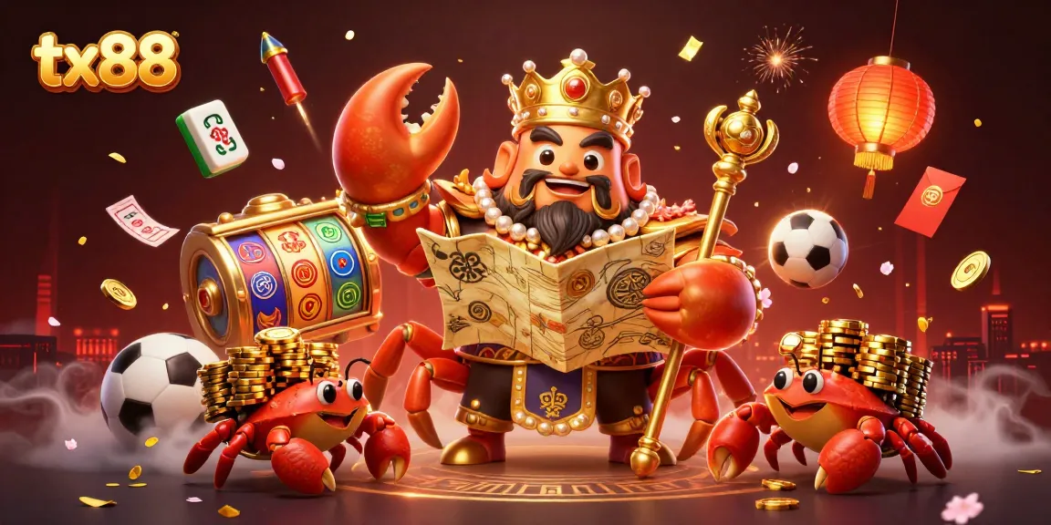 Experience thrilling gameplay with tx88's golden crab emperor and vibrant gambling elements.