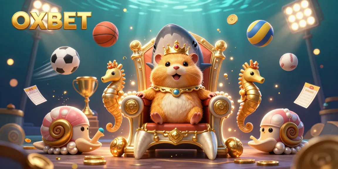 Experience thrilling OXBET gaming with a fierce hamster king and dynamic sports elements in vibrant 3D.