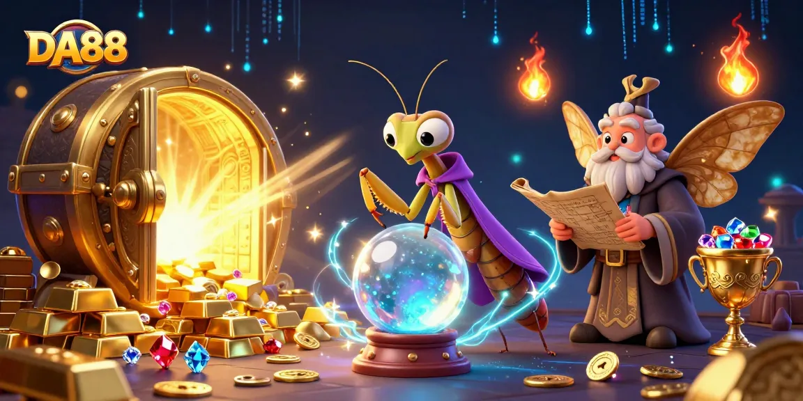 Experience DA88 thrills in a vibrant casino scene filled with treasures and mystical characters.