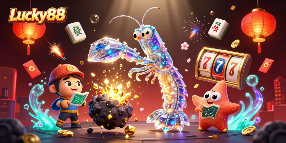 Experience the excitement of Lucky88 with vibrant illustrations of immersive casino games and thrilling rewards.