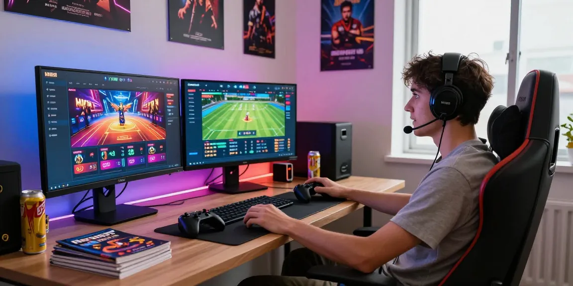 Enthusiastic player engaging with HM88 online gaming platform in a modern home office