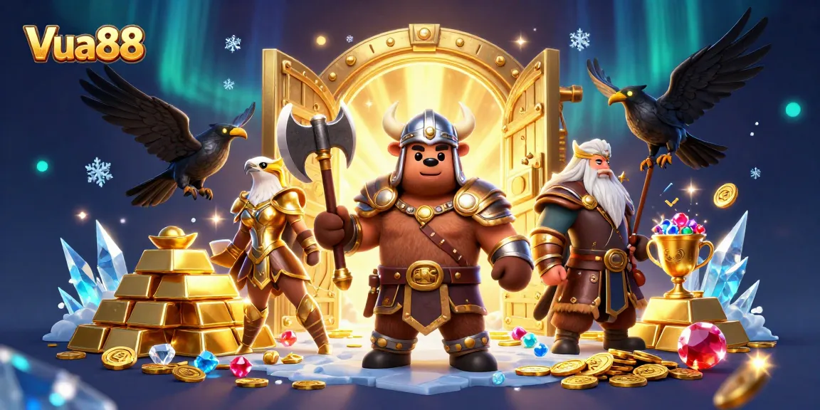 Players dive into the excitement at Vua88 casino, surrounded by treasures and action-packed gaming.