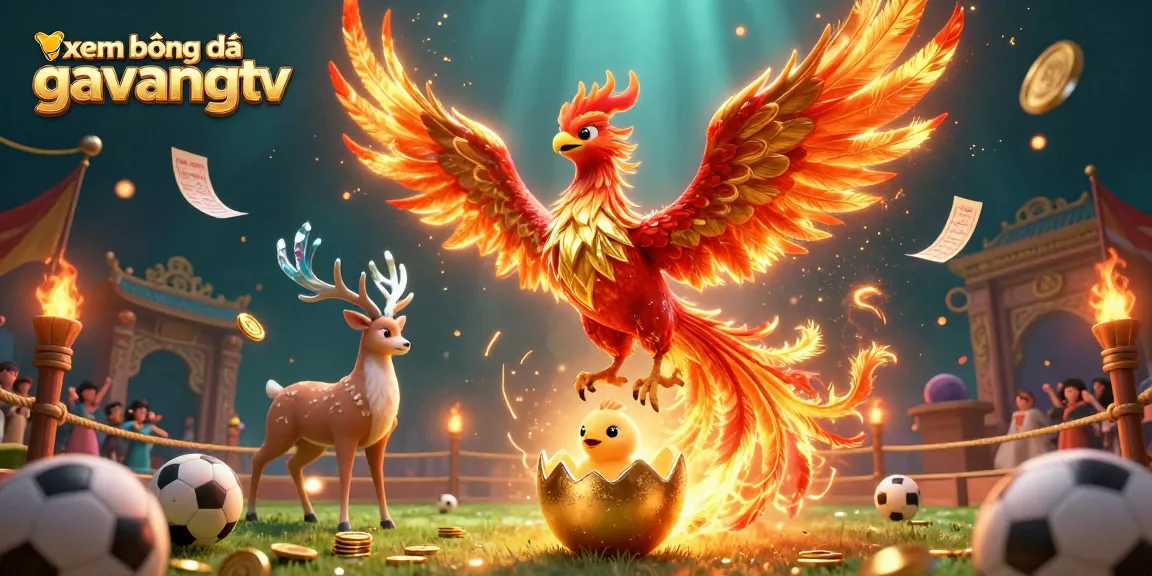 Xem bóng đá gavangtv showcasing vibrant sports betting elements with dynamic characters and detailed stadium features.