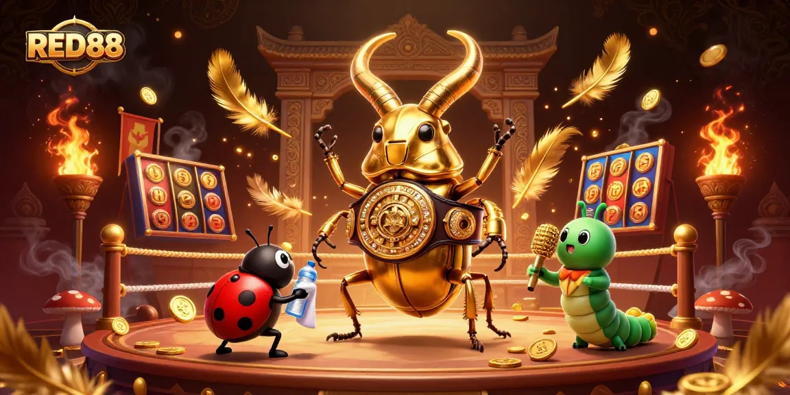 Join the excitement at RED88 with golden stag beetle and gambling elements in an epic showdown!