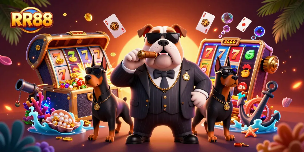 Experience RR88's thrilling atmosphere with mafia characters and vibrant slot elements.