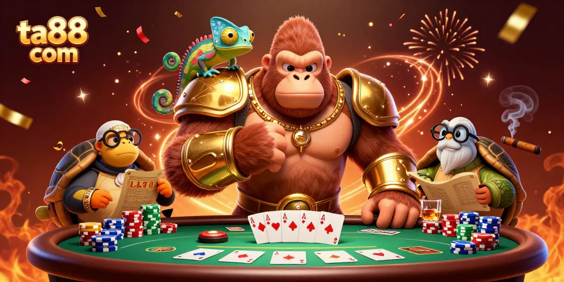 Experience thrilling play at ta88 com with our vibrant 3D casino illustration showcasing poker action.