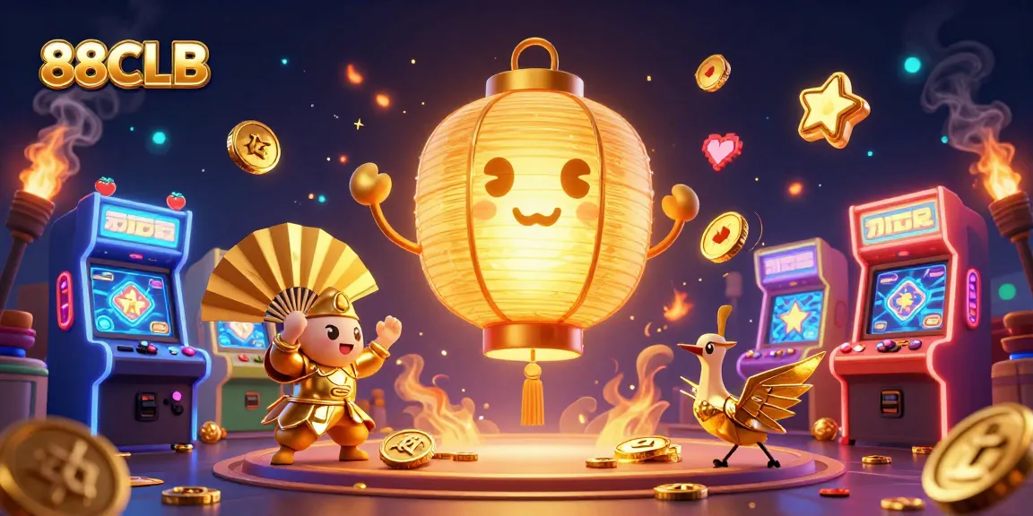 Immerse in 88CLB's vibrant casino world with golden spirits and game elements, providing exhilarating gambling action.