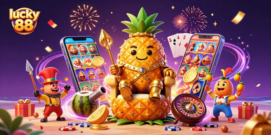 Engage with the lucky 88 theme through a vibrant casino image featuring characters and dynamic game elements.