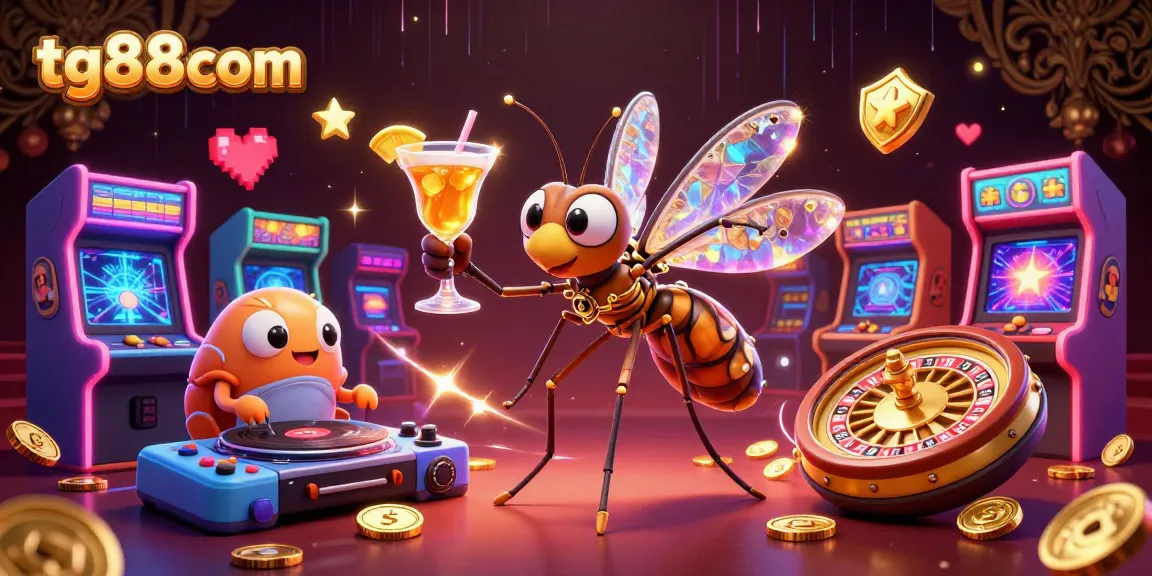 Engage with tg88com's vibrant casino scene, featuring unique cartoon mascots and playful gaming elements.