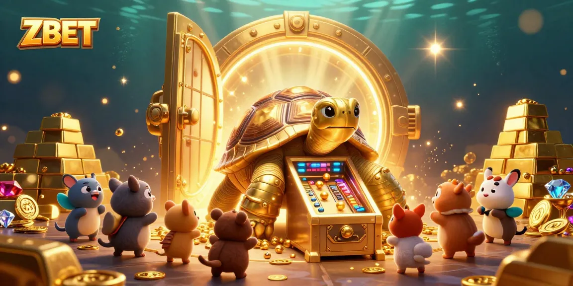 ZBET players enjoy an exciting golden tortoise pinball machine amid bursting treasures in this vibrant casino illustration