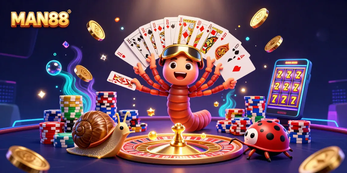 Experience exhilarating gameplay at MAN88 with a dynamic casino scene featuring engaging characters and vibrant casino elements.