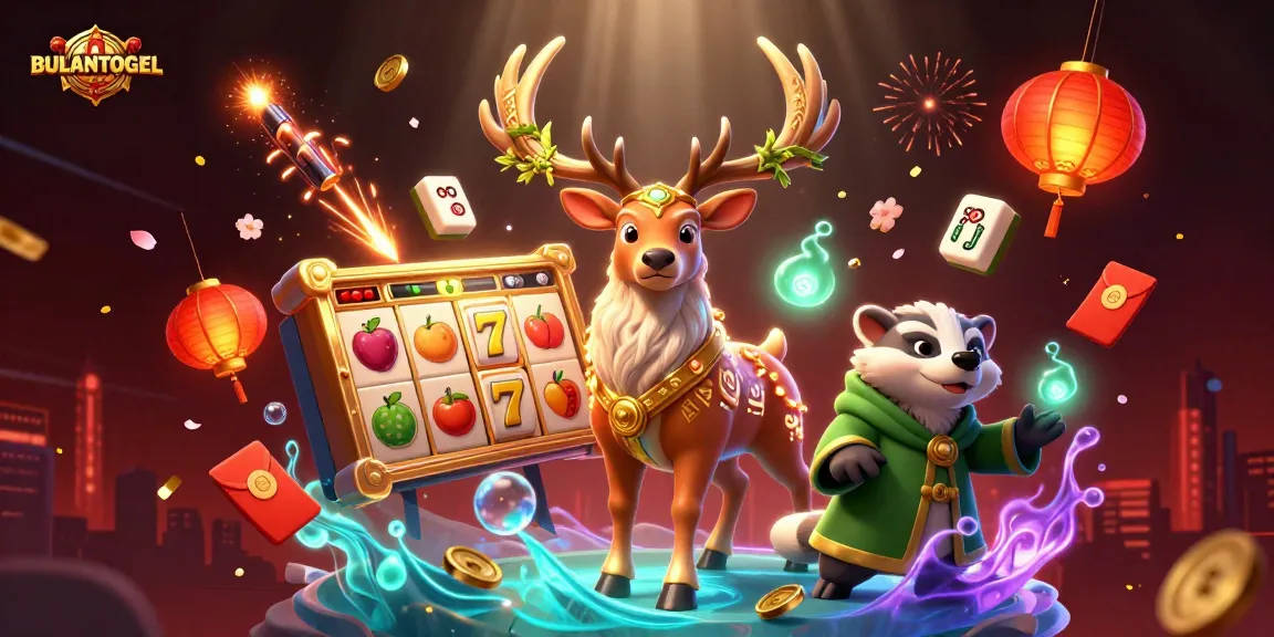 BULANTOGEL brings thrilling slot adventures with a mystical stag, badger, and festive elements.